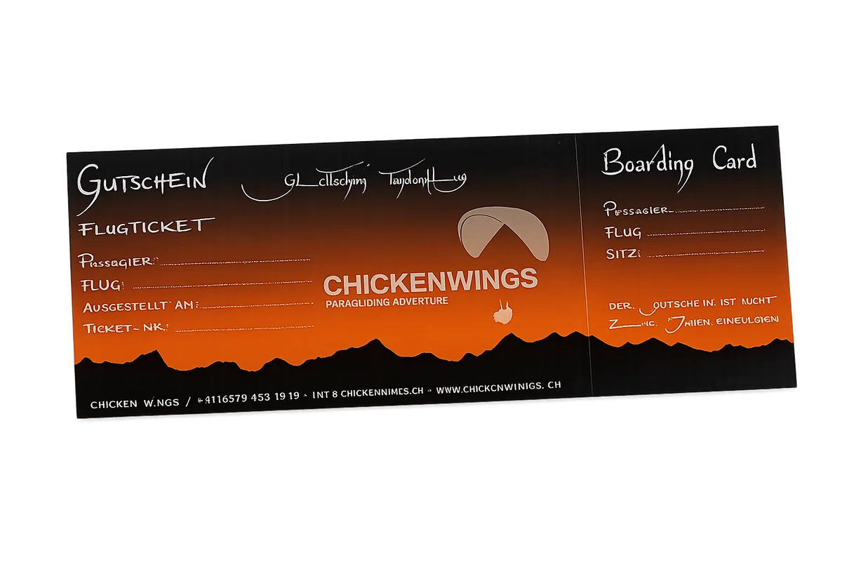 Echter Chickenwings-Geschenkgutschein – persönlich vom Piloten ausgestellt